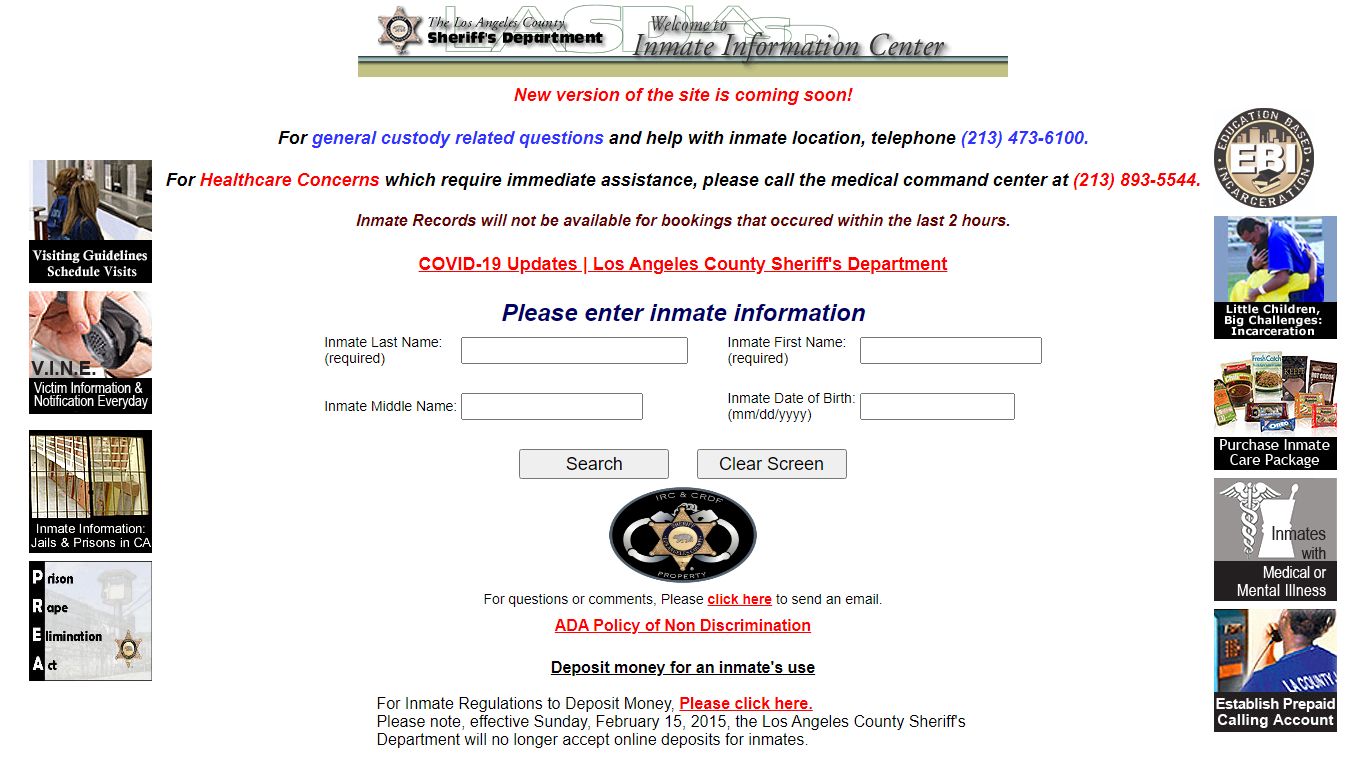 LASD Inmate Information Center - Inmate Search